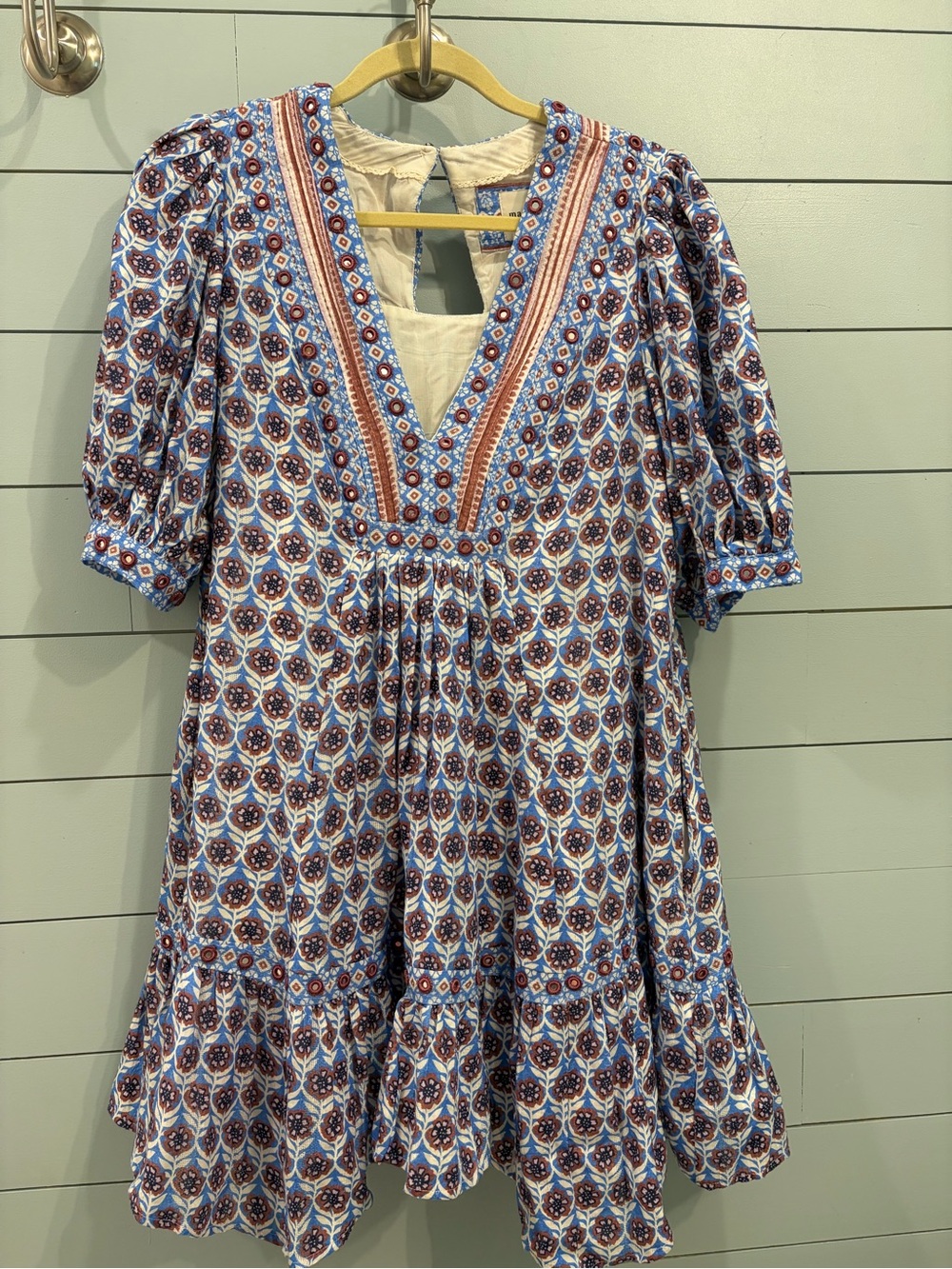 Maeve Boho Mini Dress Women’s Embroidered Anthropologie M - Picture 2 of 9